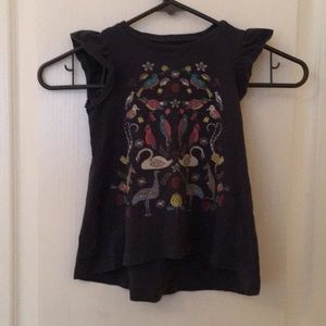 Cute girls navy blue tank top with ruffle sleeves